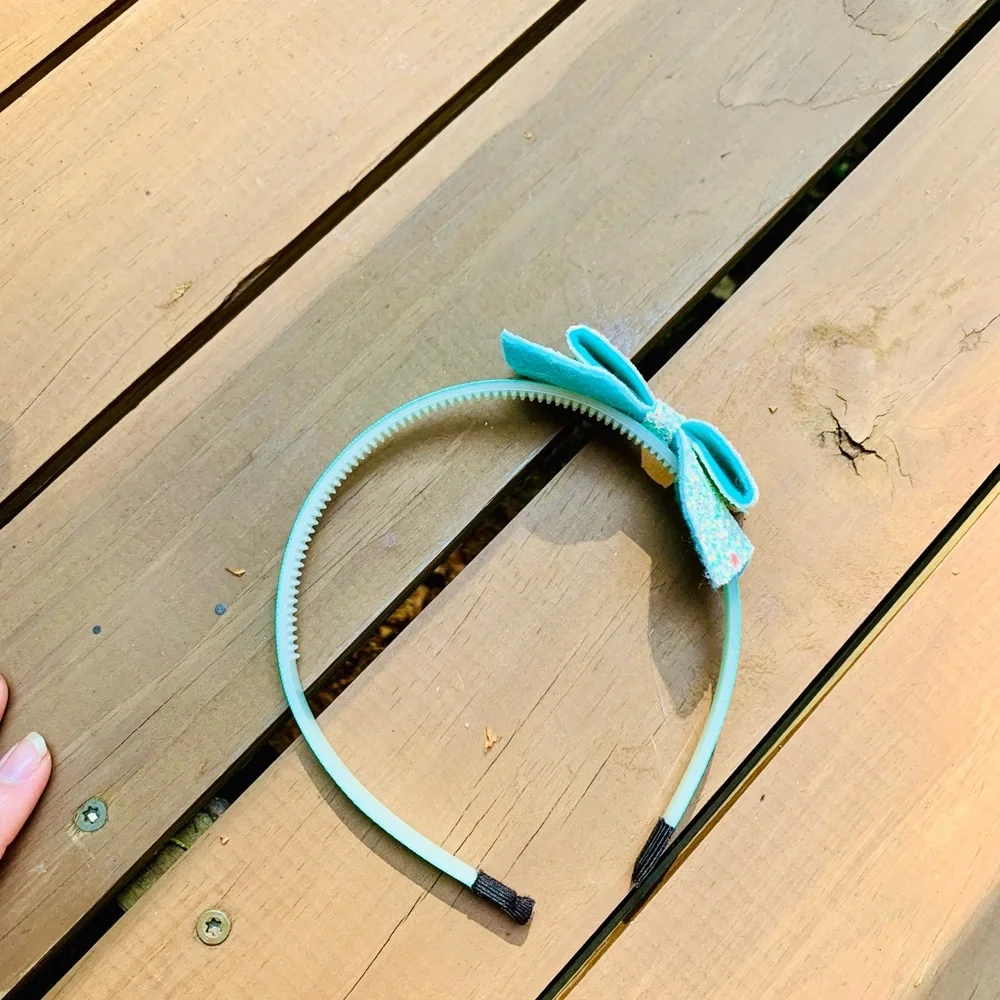 (4) Glitter pastel colored bow style headbands girls
